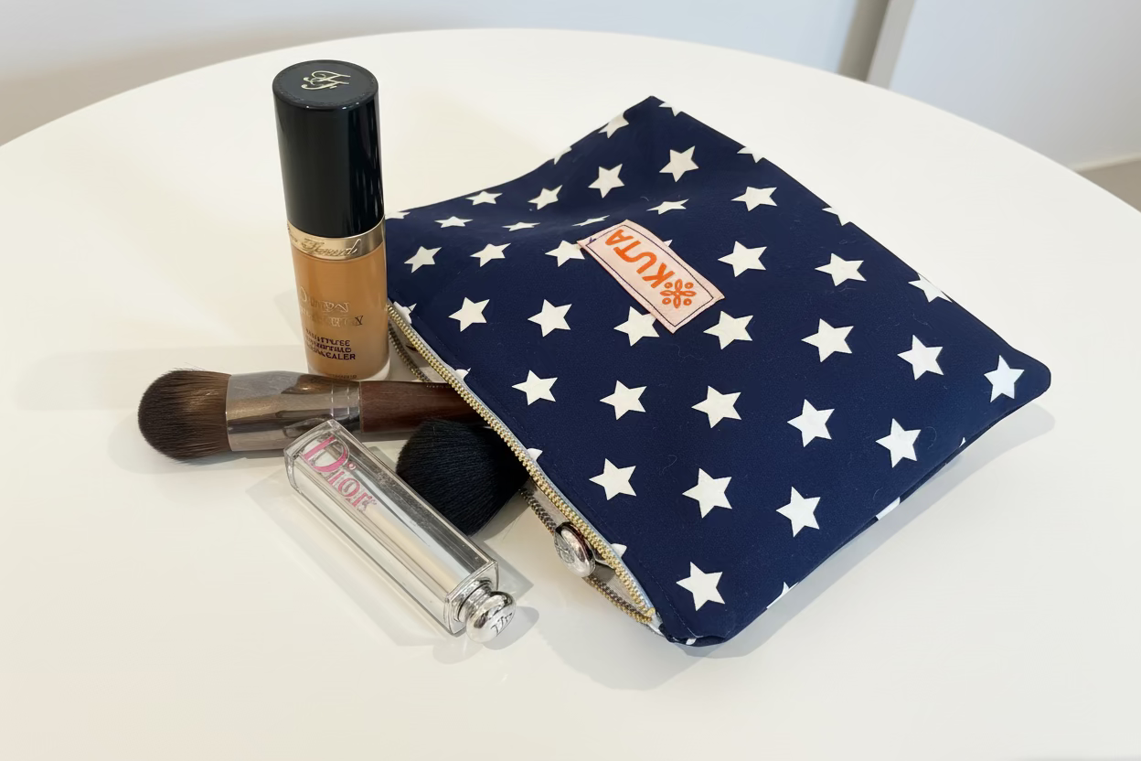 Makeup pouch           Size: 8” W × 7.5” H